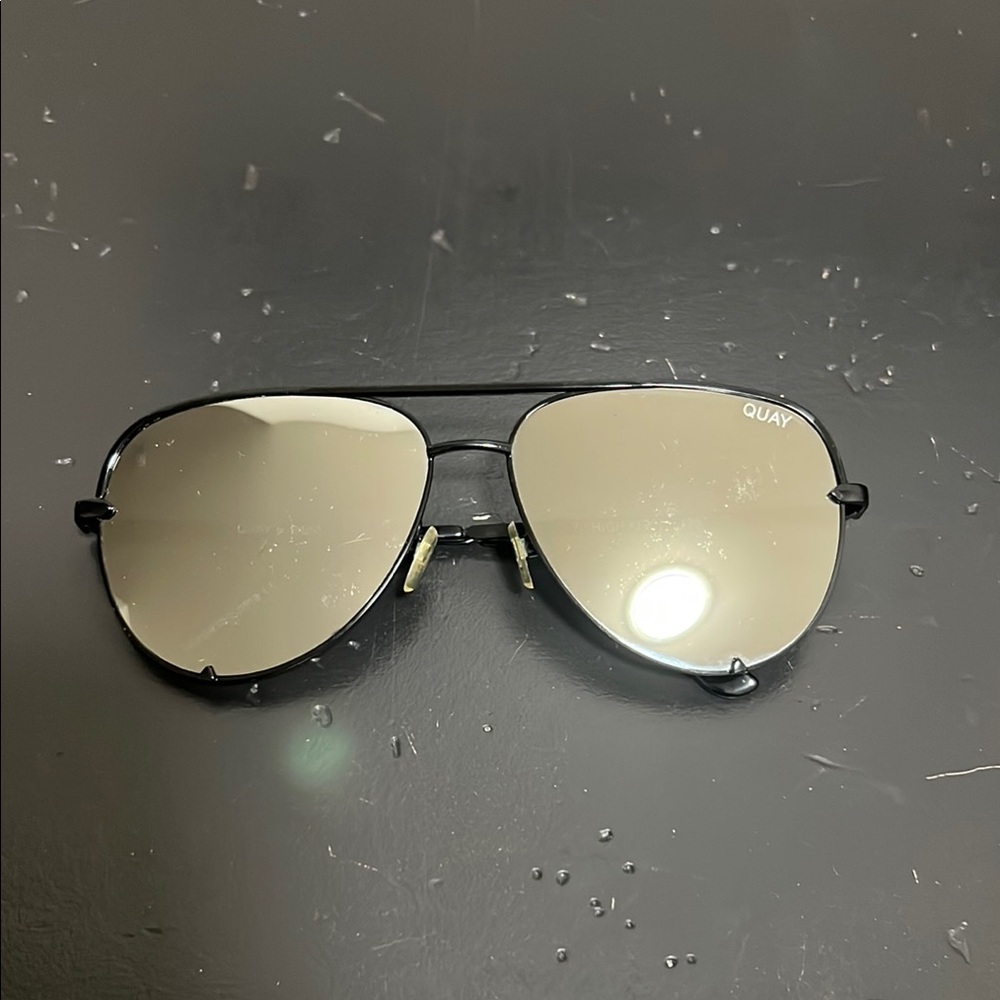 Quay Australia Black Mirrored Aviator Sunglasses